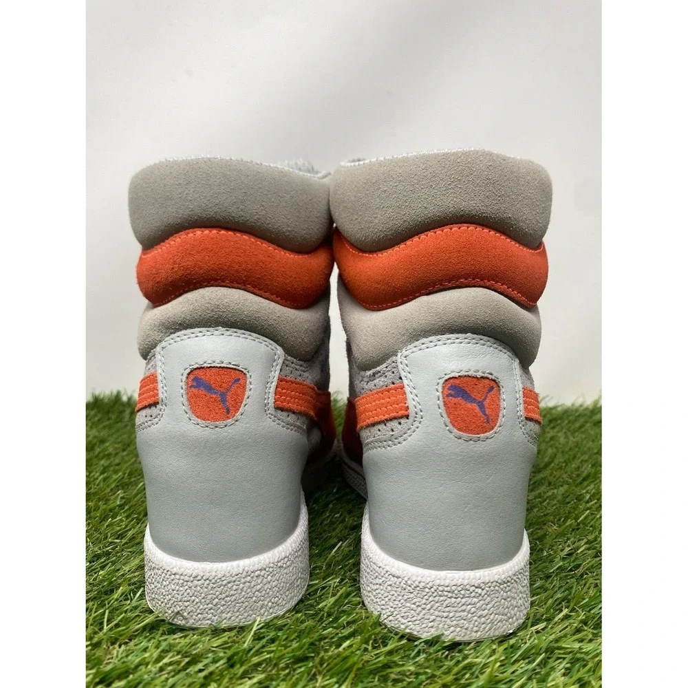 Puma Sky hi Women's size 6 Gray Orange High-top wedge Athletic Shoes Gym Sneaker